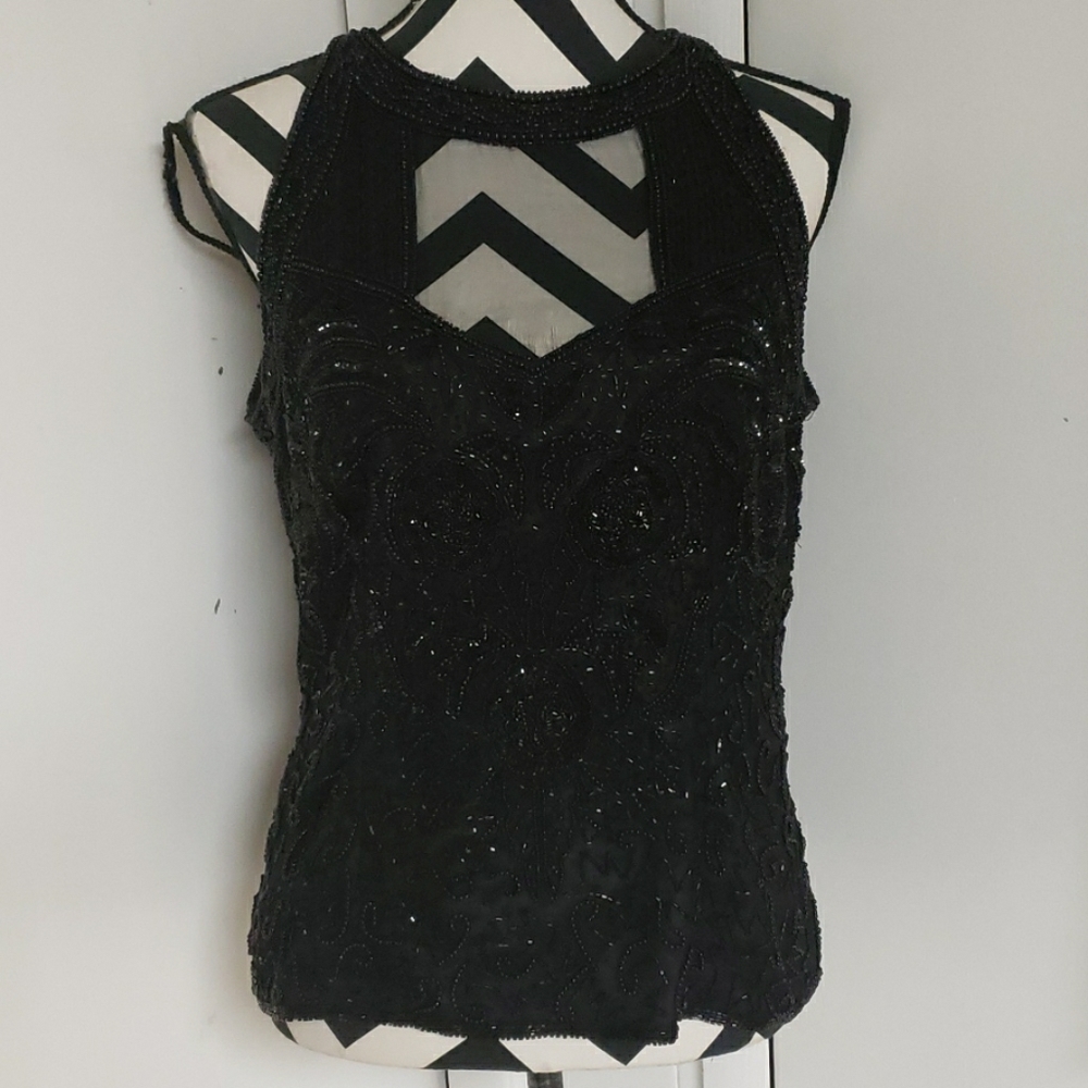 Vintage Papell boutique evening silk beaded top. L